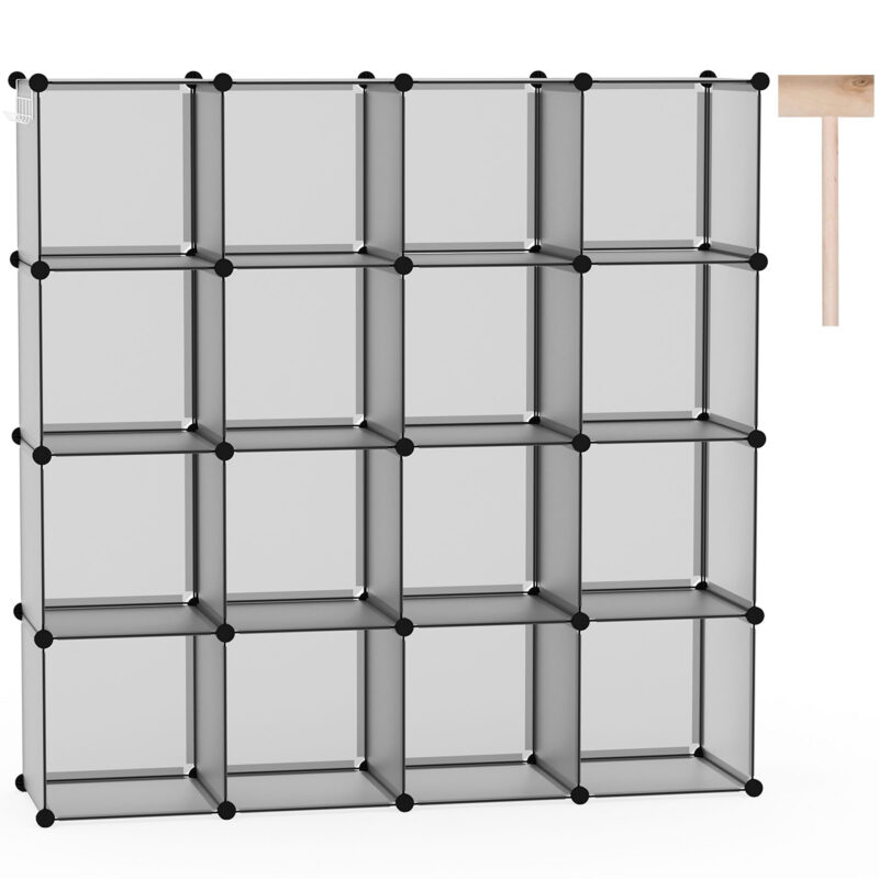 C&AHOME Plastic 16-Cube Grey UPCS16G