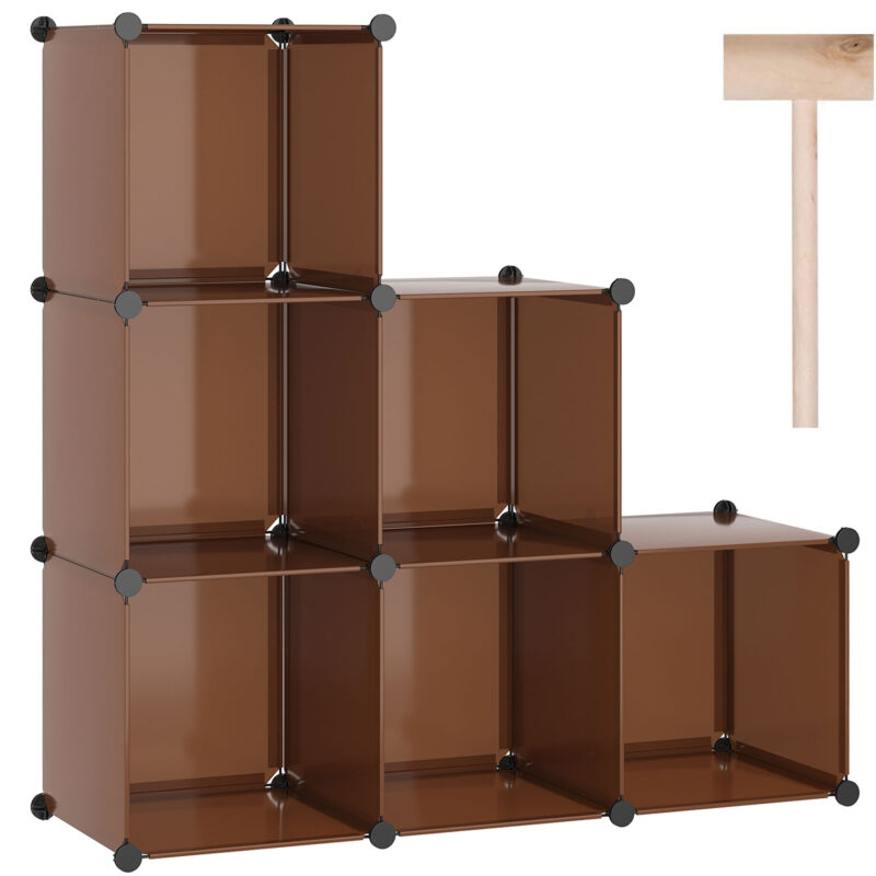 C&AHOME Plastic 6-Cube Cocoa UPCS06C