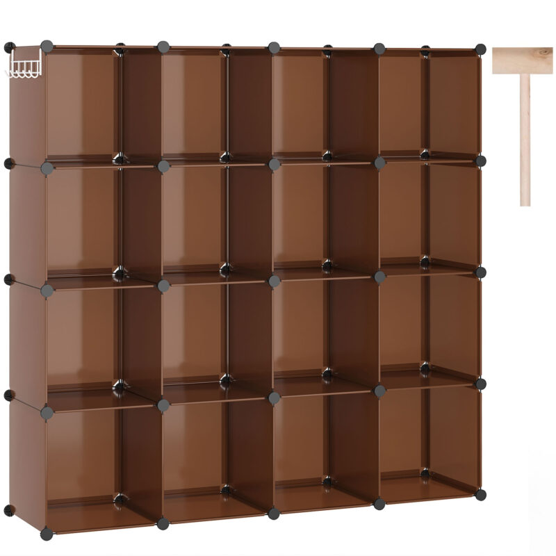 C&AHOME Plastic 16-Cube Cocoa UPCS16C