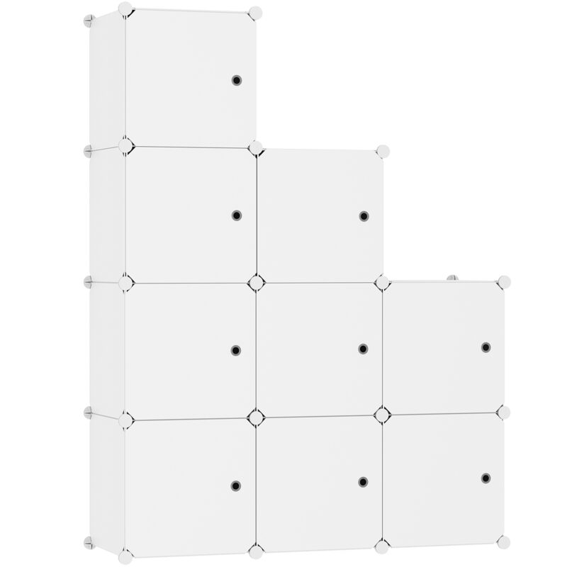 C&AHOME Plastic 9-Cube with Doors Milky