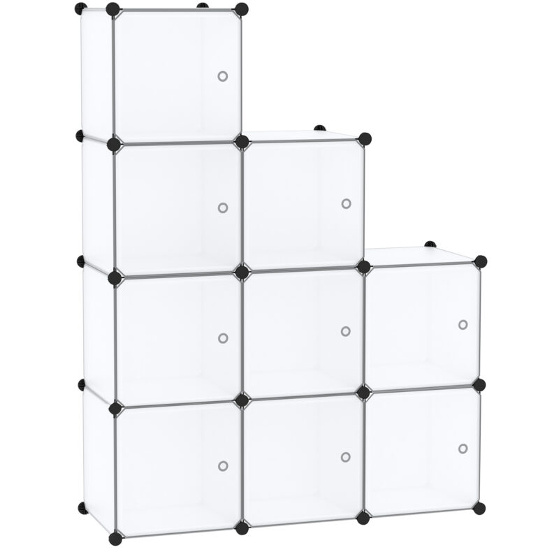 C&AHOME Plastic 9-Cube with Doors Transparent