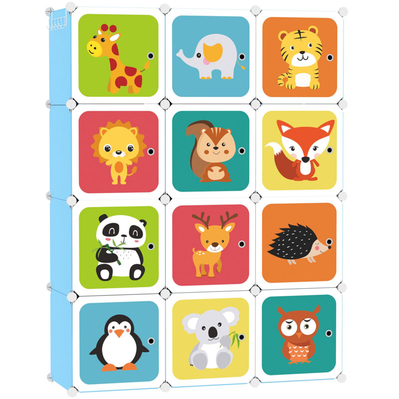 C&AHOME Kids Cartoon 12-Cube Storage Blue