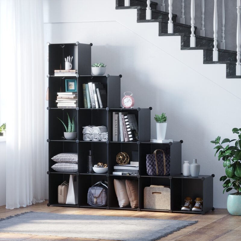 C&AHOME Plastic 16-Cube Black SUM3016H - Image 3