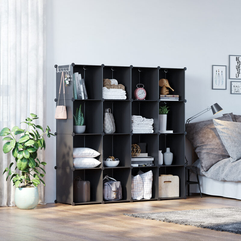 C&AHOME Plastic 16-Cube Black SUM3016H - Image 2
