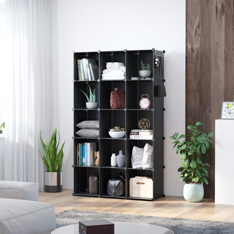 C&AHOME Plastic 16-Cube Black SUM3016H - Image 4