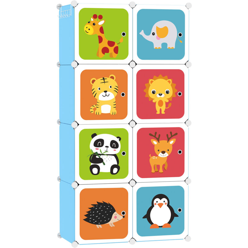 C&AHOME Kids Cartoon 8-Cube Storage Blue
