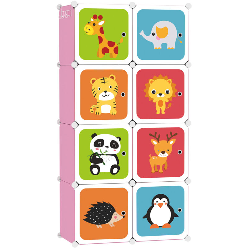 C&AHOME Kids Cartoon 8-Cube Storage Pink