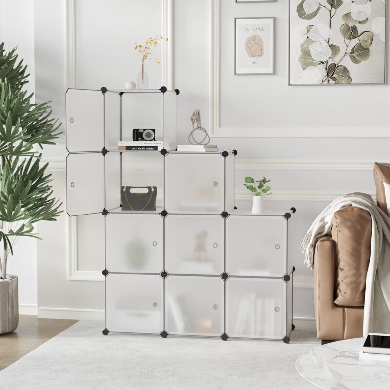 C&AHOME Plastic 9-Cube with Doors Transparent - Image 2