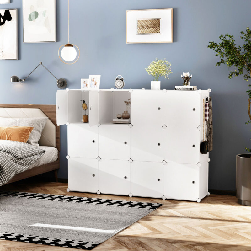 C&AHOME Plastic 12-Cube with Doors Milky - Image 4