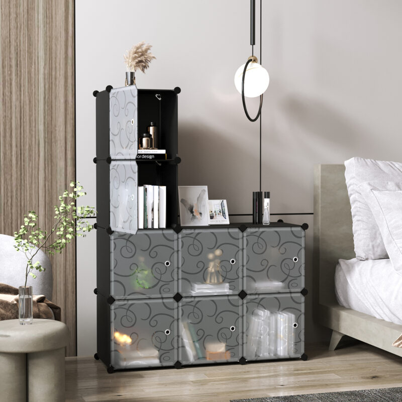 C&AHOME Plastic 8-Cube with Doors Black - Image 3