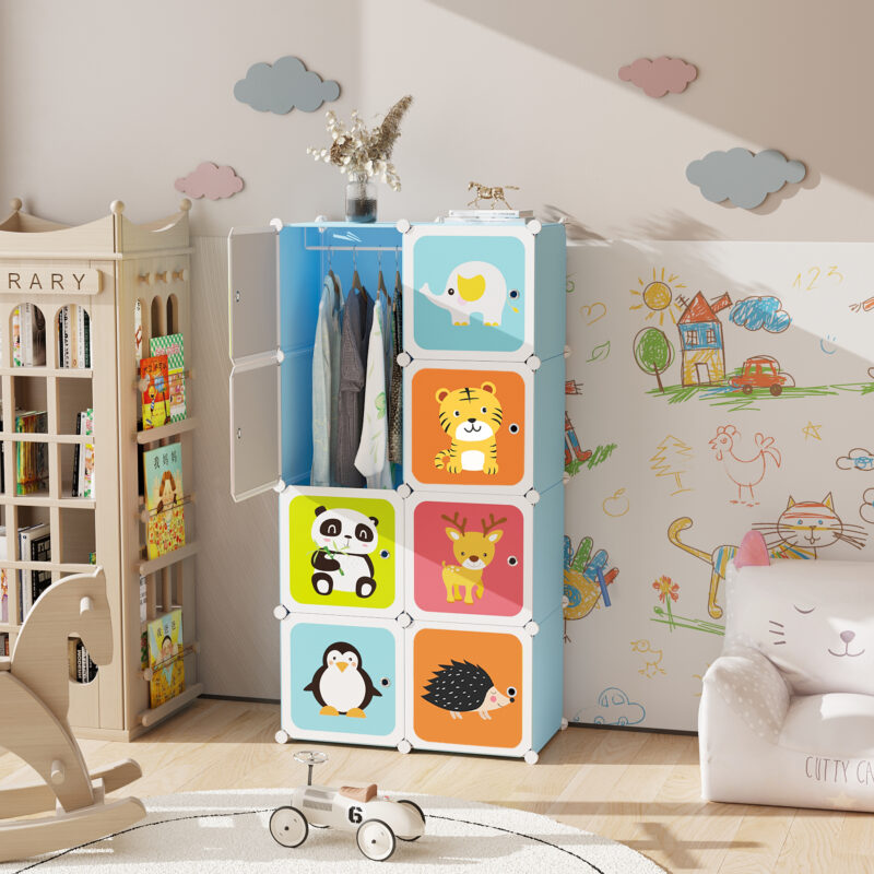 C&AHOME Kids Cartoon 8-Cube Storage Blue - Image 3