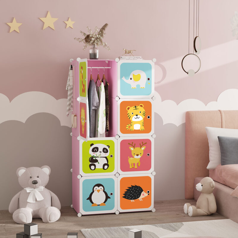 C&AHOME Kids Cartoon 8-Cube Storage Pink - Image 2