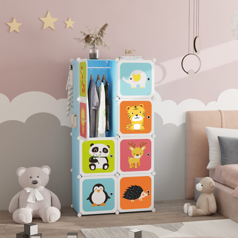 C&AHOME Kids Cartoon 8-Cube Storage Blue - Image 2