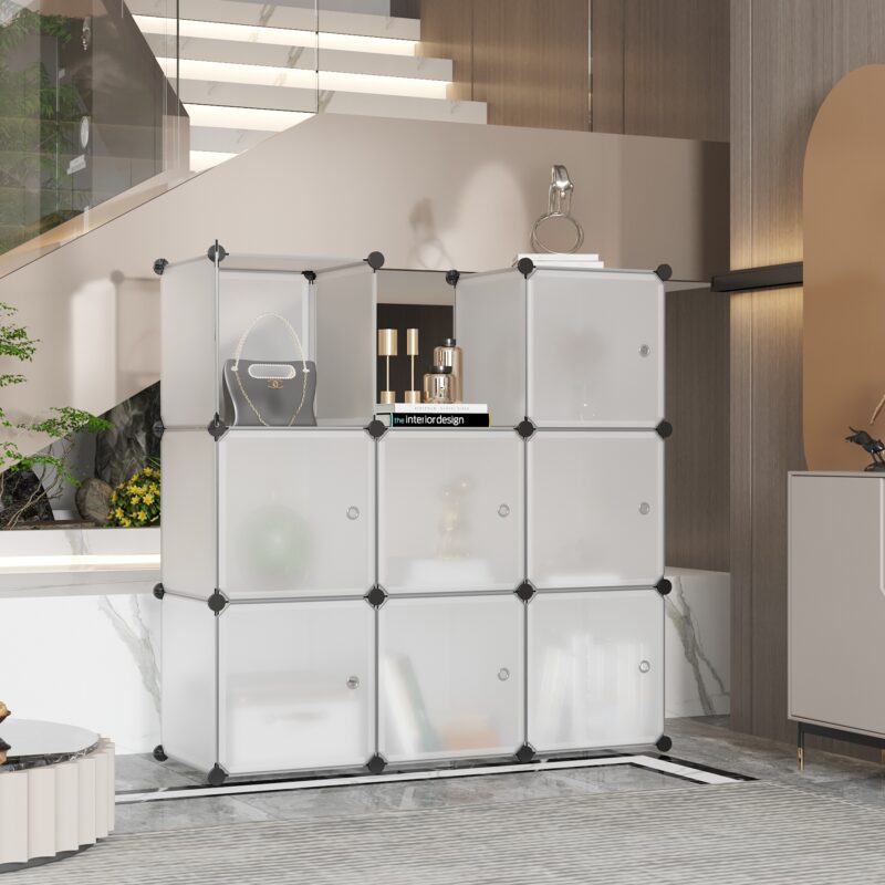 C&AHOME Plastic 9-Cube with Doors Transparent - Image 4