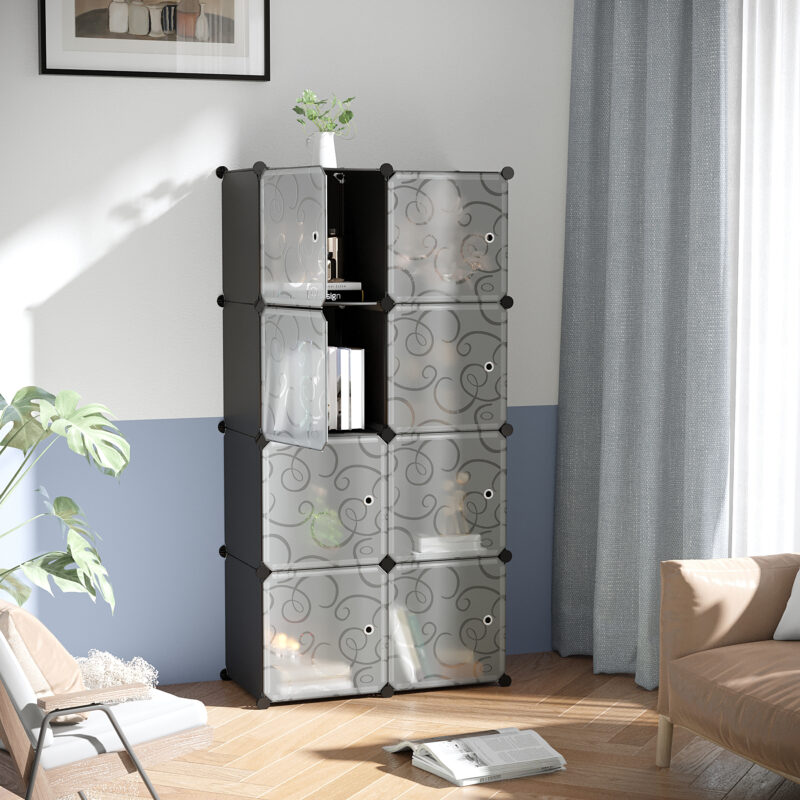 C&AHOME Plastic 8-Cube with Doors Black - Image 2