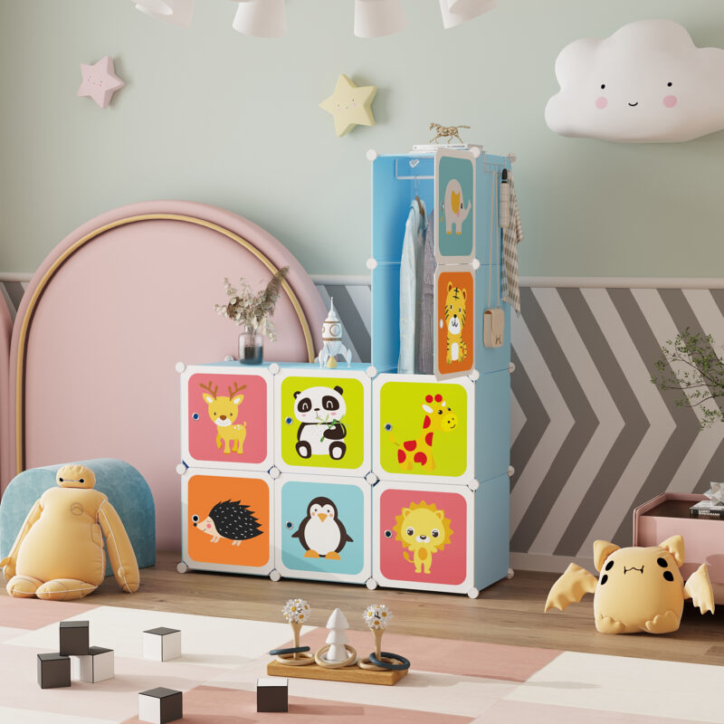 C&AHOME Kids Cartoon 8-Cube Storage Blue - Image 4