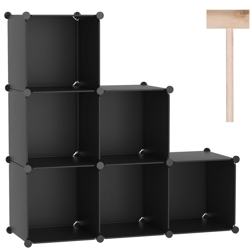 C&AHOME Plastic 6-Cube Black SHS3506A