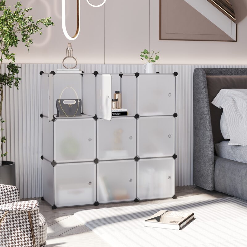 C&AHOME Plastic 9-Cube with Doors Transparent - Image 3