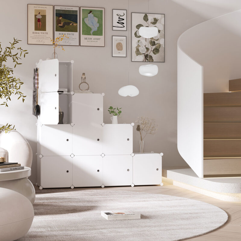 C&AHOME Plastic 12-Cube with Doors Milky - Image 3