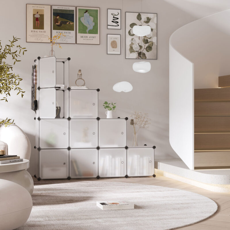 C&AHOME Plastic 12-Cube with Doors Transparent - Image 3