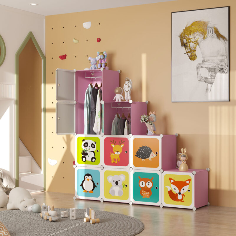 C&AHOME Kids Cartoon 12-Cube Storage Pink - Image 4