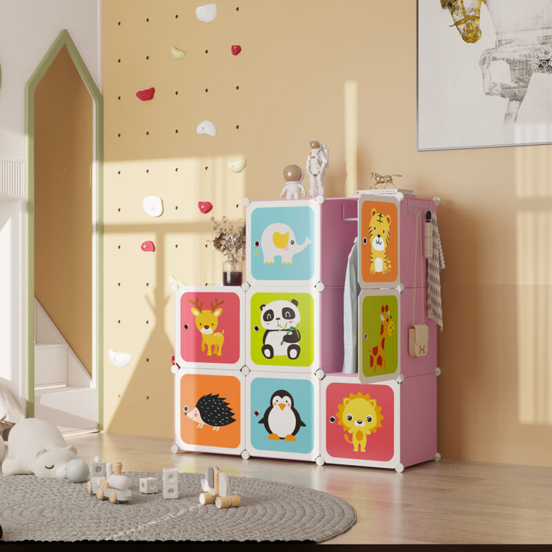 C&AHOME Kids Cartoon 8-Cube Storage Pink - Image 5