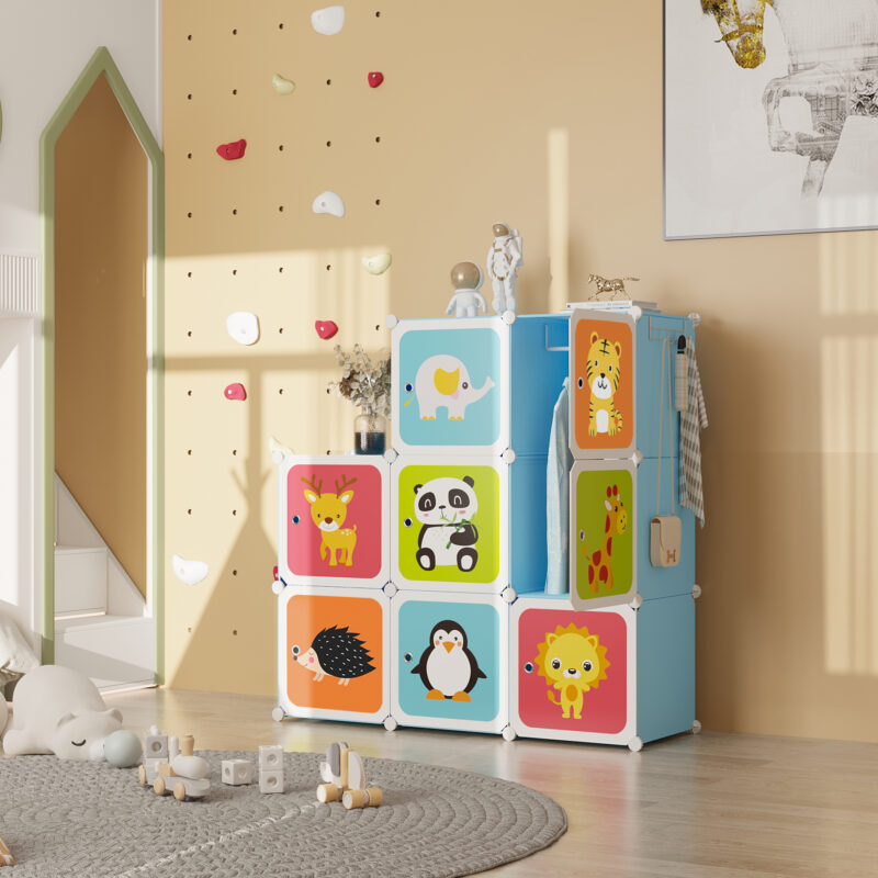 C&AHOME Kids Cartoon 8-Cube Storage Blue - Image 5
