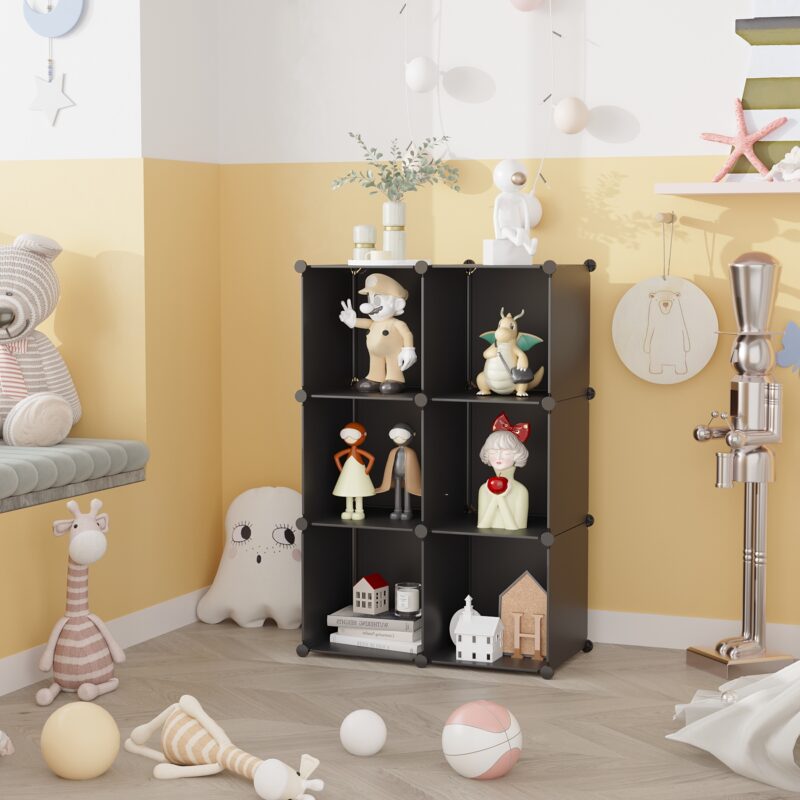 C&AHOME Plastic 6-Cube Black SHS3506A - Image 3