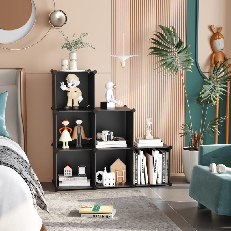 C&AHOME Plastic 6-Cube Black SHS3506A - Image 2