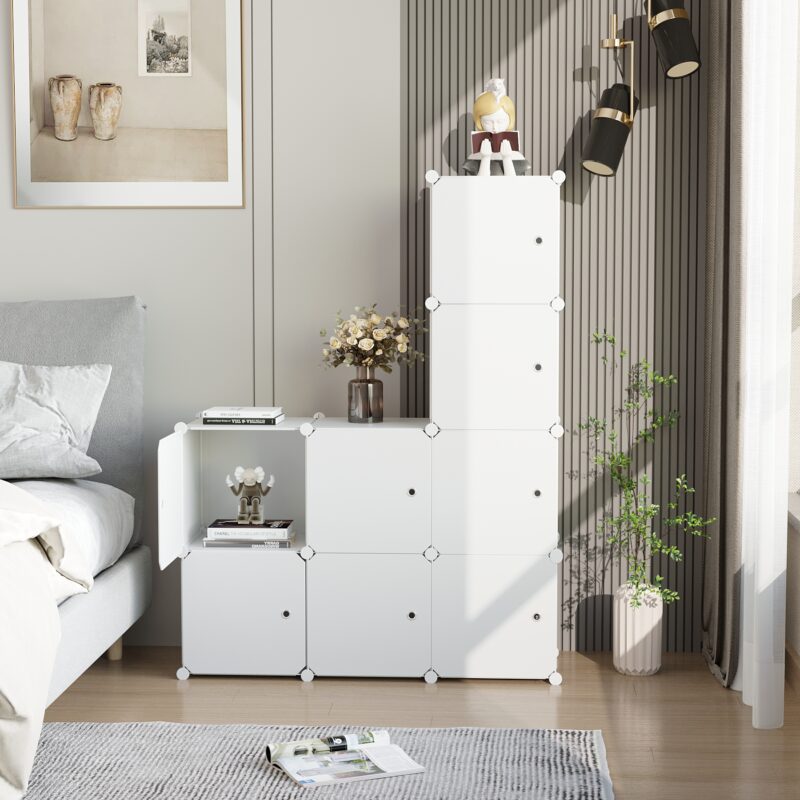C&AHOME Plastic 8-Cube with Doors Milky - Image 3
