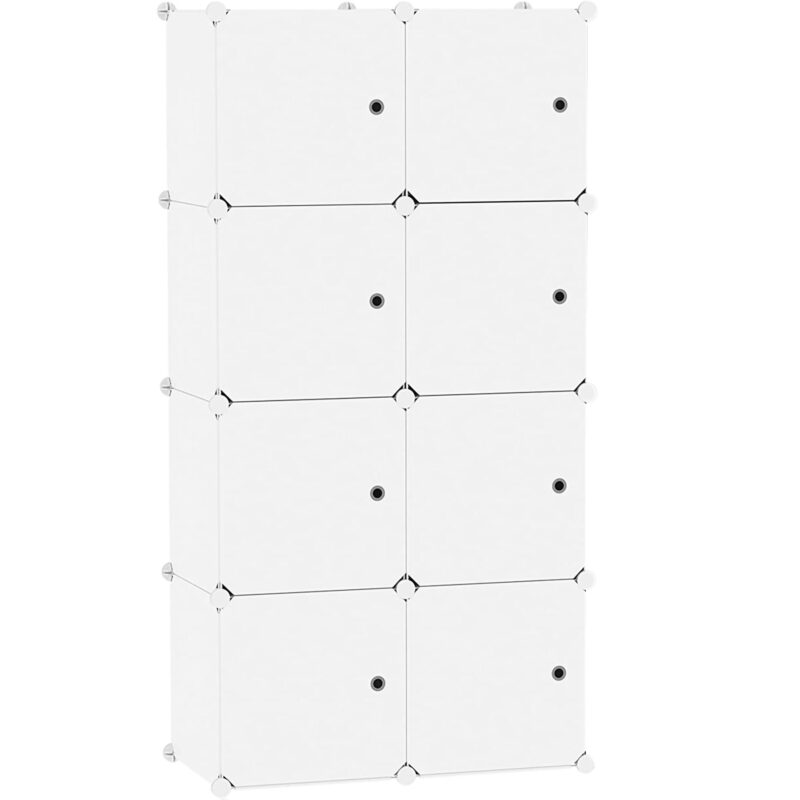 C&AHOME Plastic 8-Cube with Doors Milky