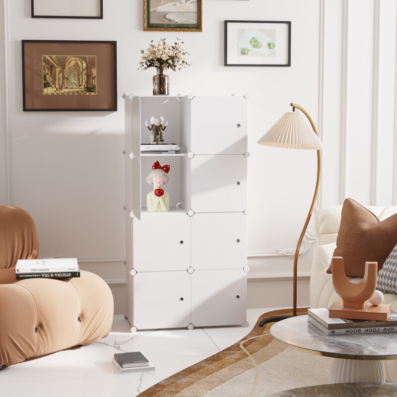 C&AHOME Plastic 8-Cube with Doors Milky - Image 2