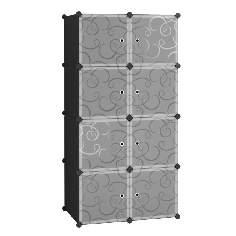 C&AHOME Plastic 8-Cube with Doors Black
