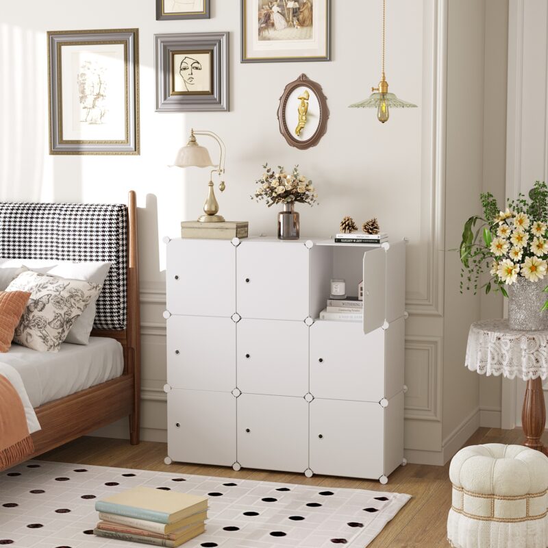 C&AHOME Plastic 9-Cube with Doors Milky - Image 2