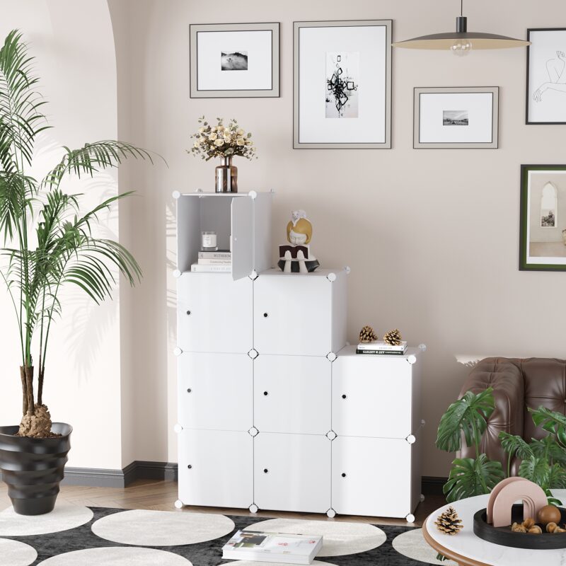 C&AHOME Plastic 9-Cube with Doors Milky - Image 3