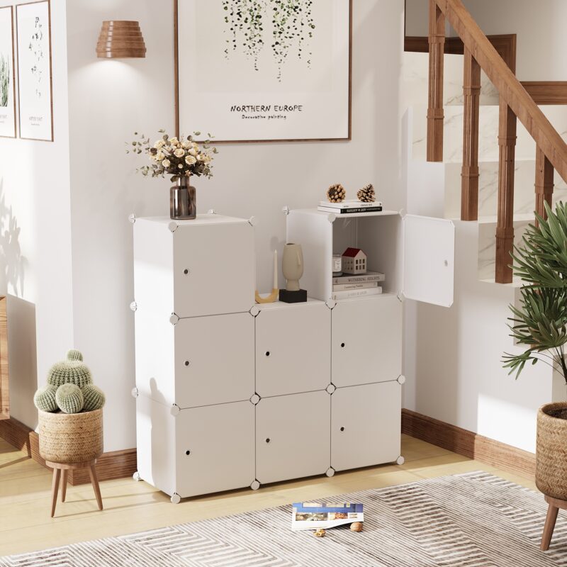 C&AHOME Plastic 9-Cube with Doors Milky - Image 4