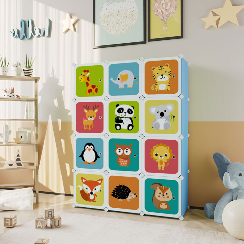 C&AHOME Kids Cartoon 12-Cube Storage Blue - Image 2