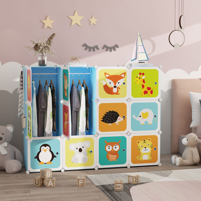 C&AHOME Kids Cartoon 12-Cube Storage Blue - Image 5