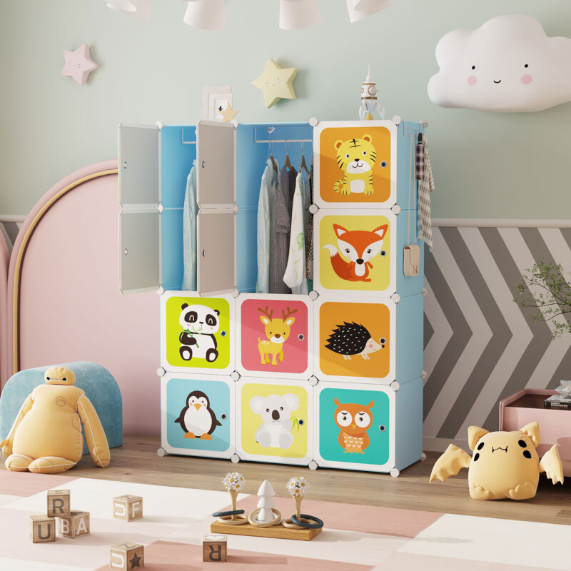 C&AHOME Kids Cartoon 12-Cube Storage Blue - Image 3