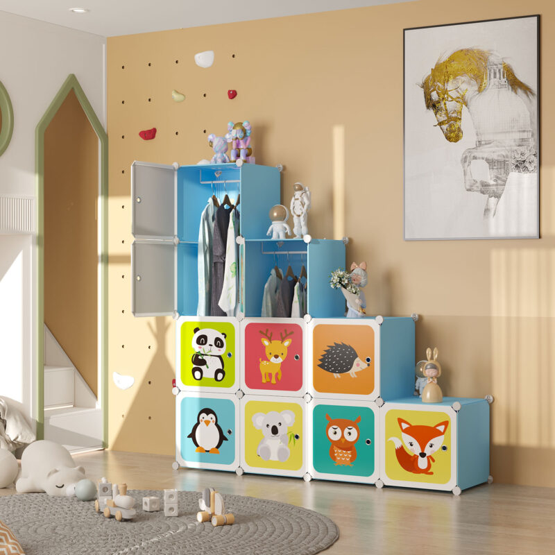 C&AHOME Kids Cartoon 12-Cube Storage Blue - Image 4