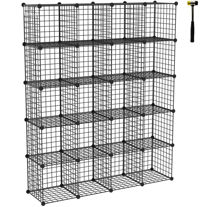 C&AHOME Wire Cube Storage, 20-Cube Organizer Metal, C Grids Storage, Black UWCSM20B