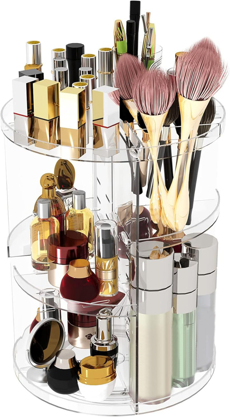 C&AHOME 360 Rotating Makeup Organizer,Make up Display Shelf, Clear URMOP360C