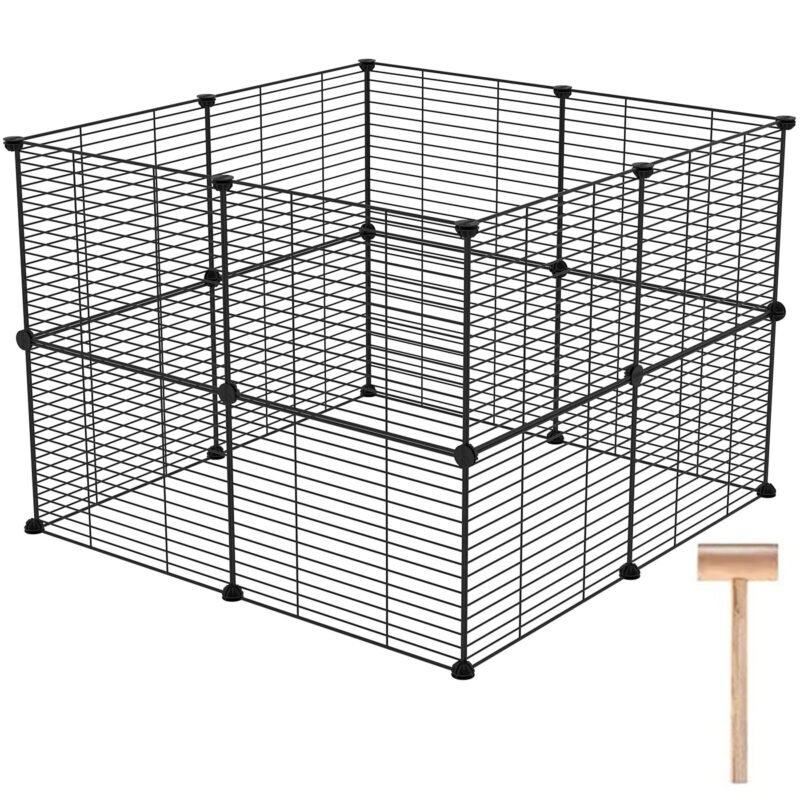 C&AHOME Pet Playpen, Small Animals Supplies, 16 Panels Exercise Playpens Cage, Black UPPM3416B