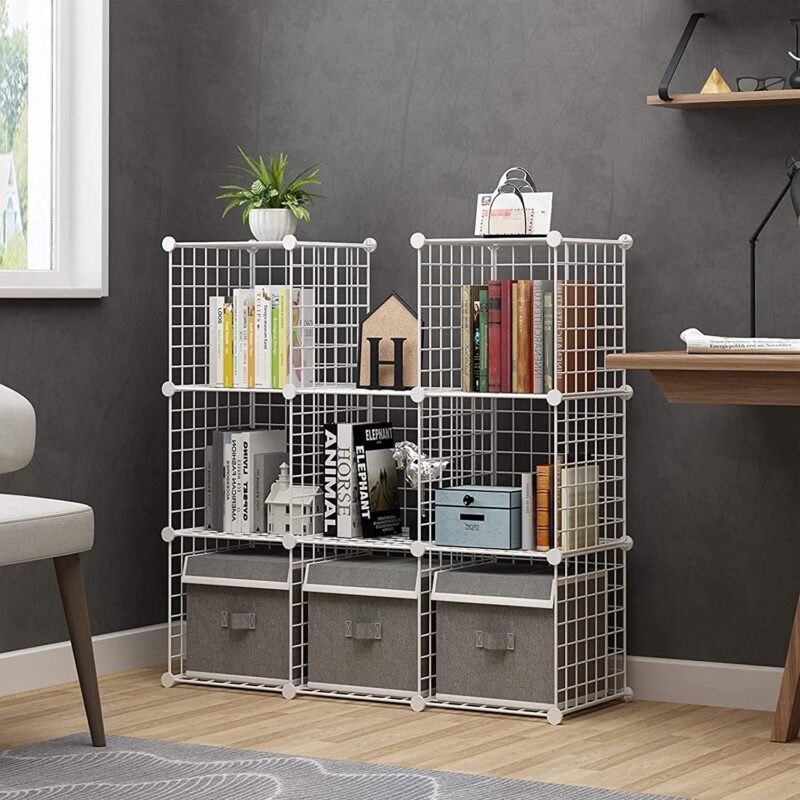 C&AHOME Wire Cube Storage, 9-Cube Organizer Metal, White, TWJ3009A - Image 4