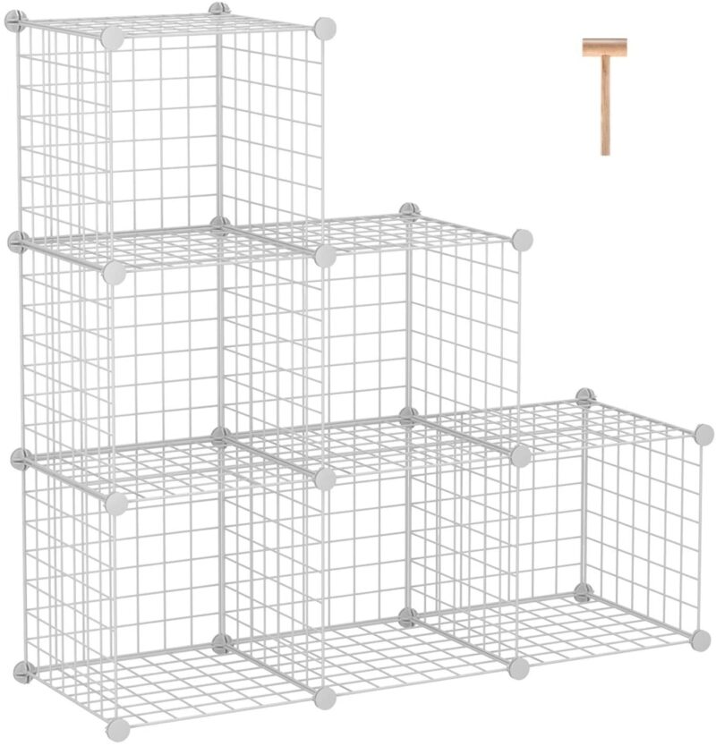 C&AHOME Wire Cube Storage, 6 - Cube Organizer Metal C Grids, White, TWJ3006A