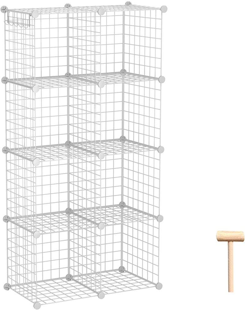 C&AHOME Wire Cube Storage, 8 – Cube Organizer Metal C Grids, White, TWJ3008A