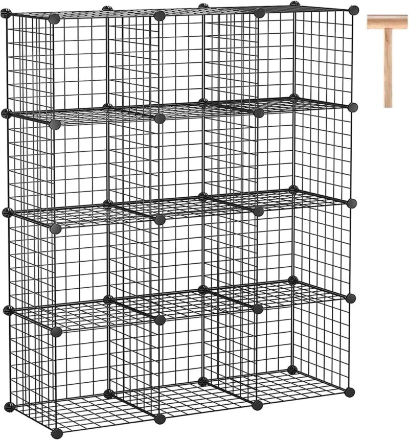 C&AHOME Wire Cube Storage, 12-Cube Storage Organizer Metal, Black, TWJ3012B