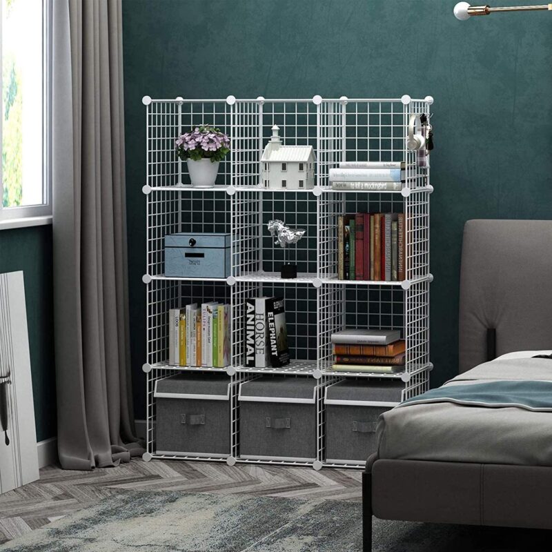 C&AHOME Wire Cube Storage, 12-Cube Storage Organizer Metal, White, TWJ3012A - Image 2