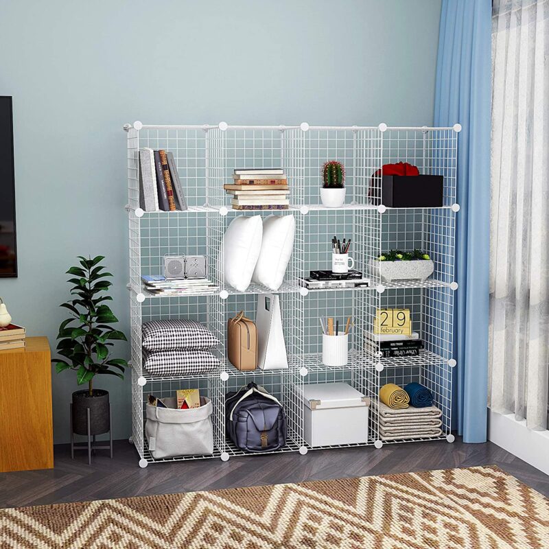 C&AHOME Wire Cube Storage, 16-Cube Organizer Metal, C Grids Storage, White TWJ3016A - Image 2