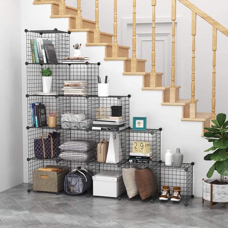 C&AHOME Wire Cube Storage, 16-Cube Organizer Metal, C Grids Storage, Black TWJ3016B - Image 2